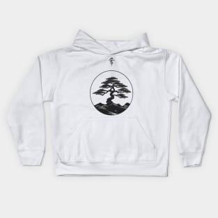 Vintage Minimalist Old Bonsai Tree Kids Hoodie